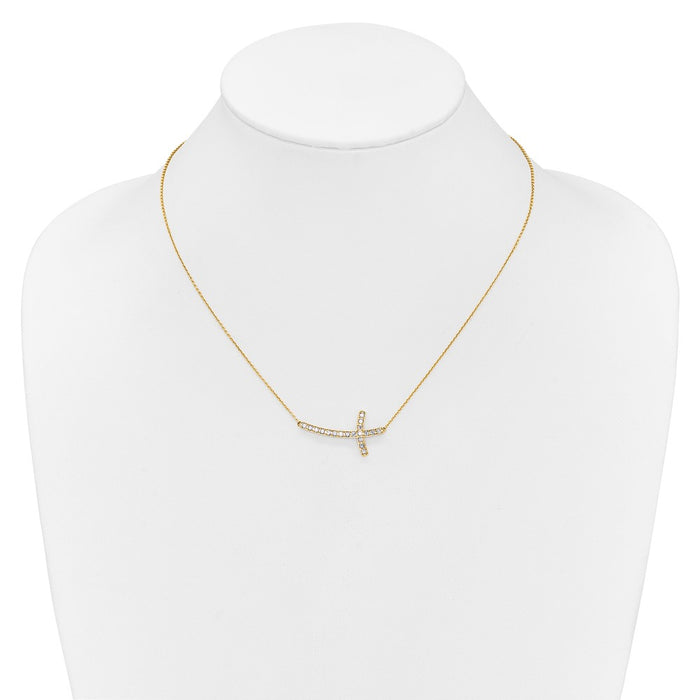 Buy Stylish 14K Gold Diamond Sideways Cross Necklace - 18 Inches, Luxury Value-3