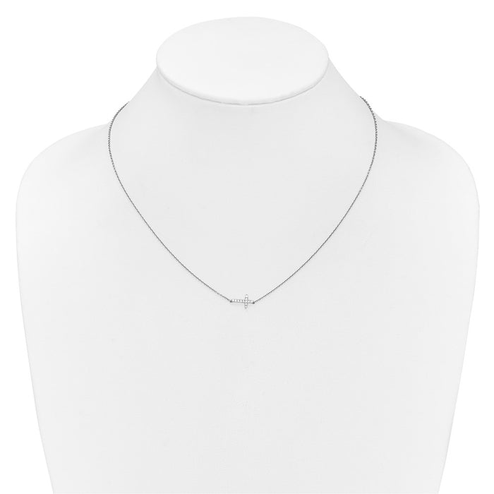 Shop Stylish 14K White Gold 18-Inch Diamond Sideways Cross Necklace-3