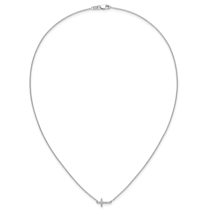 Shop Stylish 14K White Gold 18-Inch Diamond Sideways Cross Necklace-4