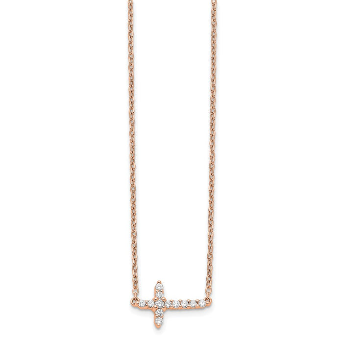 Buy Exclusive 14K Rose Gold Diamond Cross Necklace - 18" Stylish & Affordable!-2