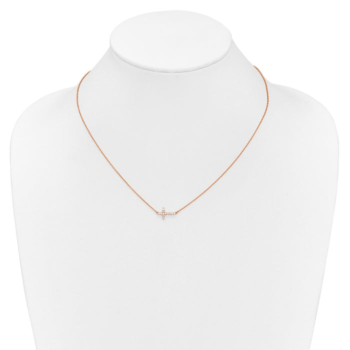 Buy Exclusive 14K Rose Gold Diamond Cross Necklace - 18" Stylish & Affordable!-3