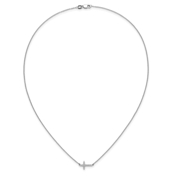 Shop Stylish 14K White Gold Diamond Sideways Cross Necklace - 18 Inch Length-4