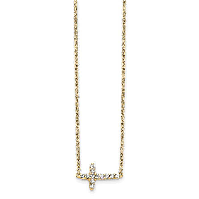 Exclusive 14K Gold Diamond Sideways Cross Necklace - 18 Inches, Stylish Value-2