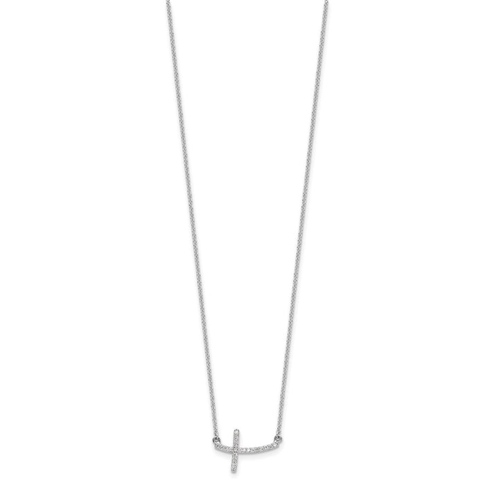 Shop Exclusive 14K White Gold Diamond Sideways Cross Necklace - 18 Inches-2