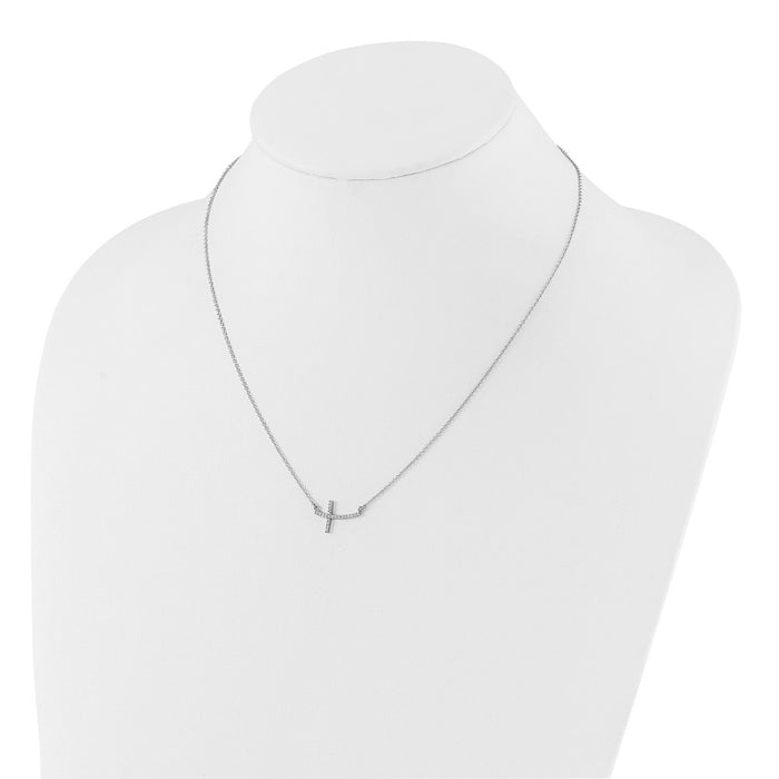 Shop Exclusive 14K White Gold Diamond Sideways Cross Necklace - 18 Inches-3