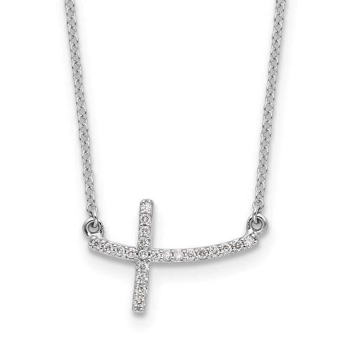 Shop Exclusive 14K White Gold Diamond Sideways Cross Necklace - 18 Inches-1