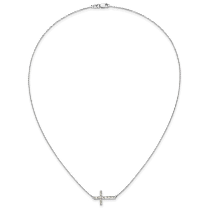 Shop Designer 14K White Gold 18-Inch Sideways Cross Necklace with Diamonds-4