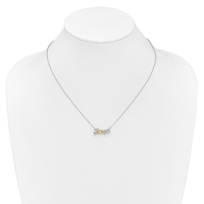 Buy Stylish 14K Two-Tone LOVE Diamond Pendant Necklace - 18 Inches-3