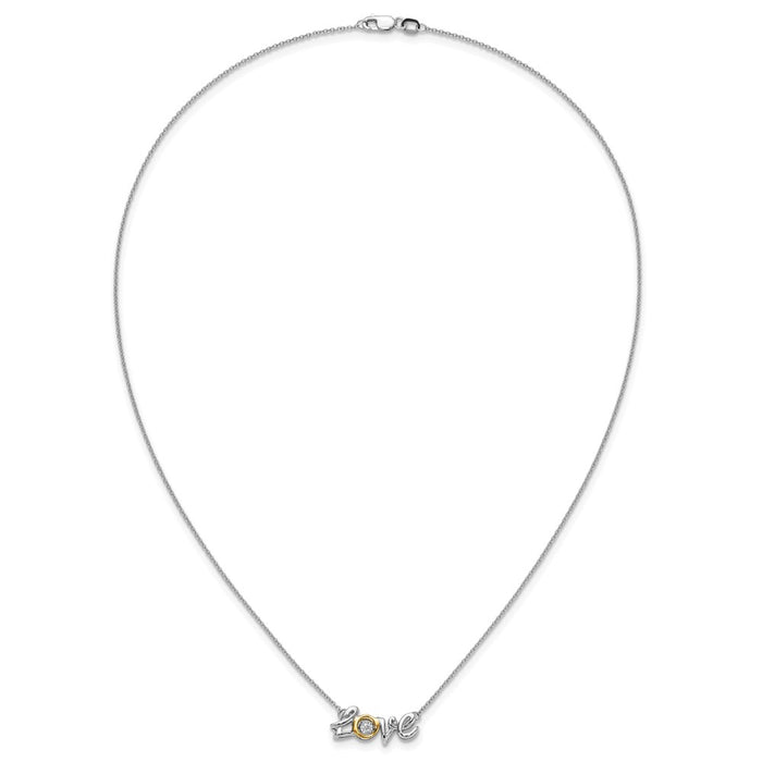 Buy Stylish 14K Two-Tone LOVE Diamond Pendant Necklace - 18 Inches-4