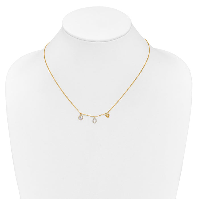 Designer 14K Gold Diamond Double Circle & Heart Necklace - 18 Inch Value-3