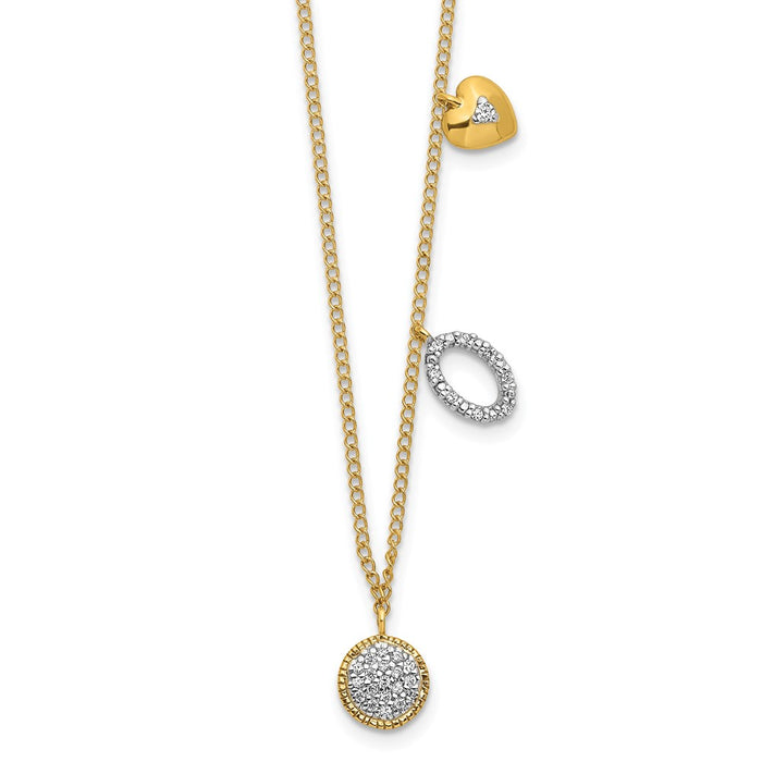 Designer 14K Gold Diamond Double Circle & Heart Necklace - 18 Inch Value-1