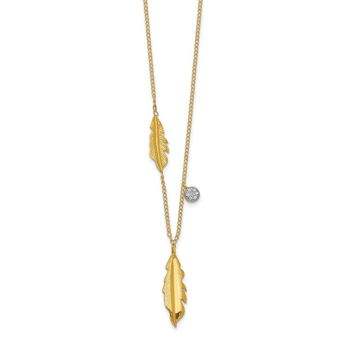 Buy Exclusive 14K Gold Diamond & Feather Necklace - 18-Inch Luxury Design-2