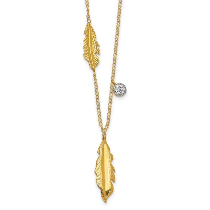 Buy Exclusive 14K Gold Diamond & Feather Necklace - 18-Inch Luxury Design-1