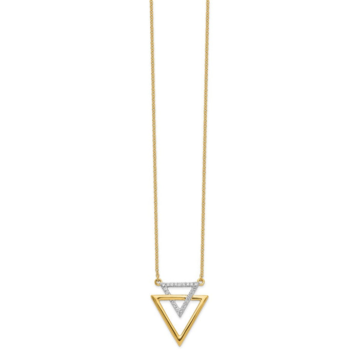 Shop Stylish 14K Gold Polished Double Triangle Diamond Necklace - 18" Length-2