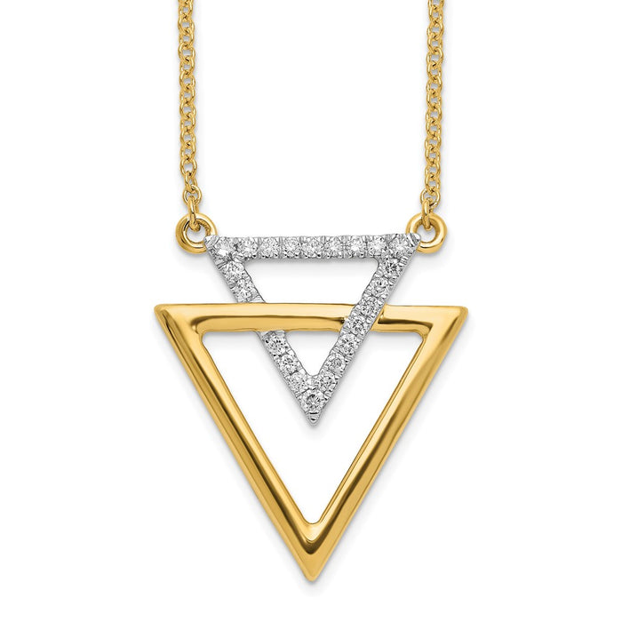 Shop Stylish 14K Gold Polished Double Triangle Diamond Necklace - 18" Length-1