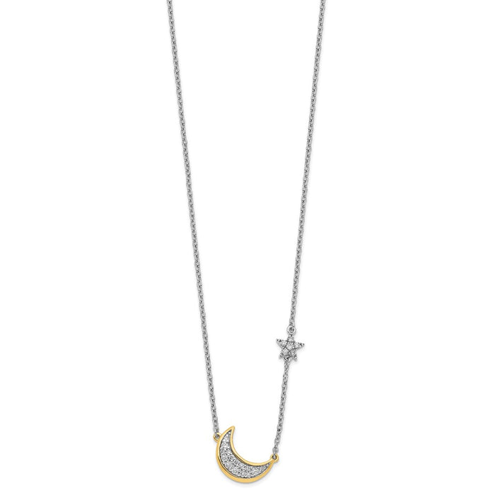 Buy Exclusive 14K Two-Tone Diamond Moon & Star Necklace - 18 In, Luxury Design-2