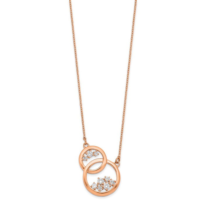Buy Stylish 14K Rose Gold Double Circle Diamond Necklace - 18 Inches-2