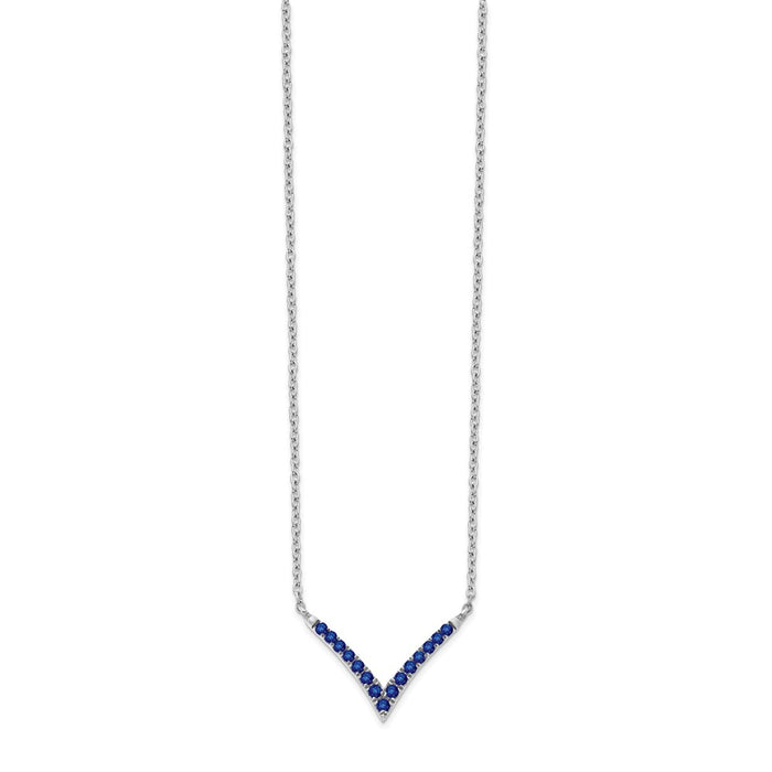 High-Quality 14K White Gold Sapphire V-Necklace - 18 Inches, Stylish Value!-2
