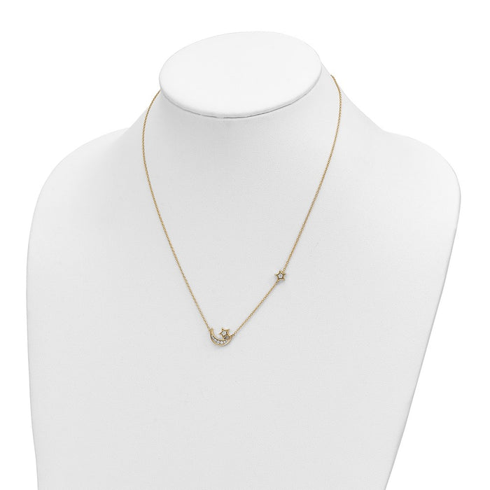 Shop Stylish 14K Gold Moon & Star Diamond Necklace - 18 Inches, Luxury Value!-4