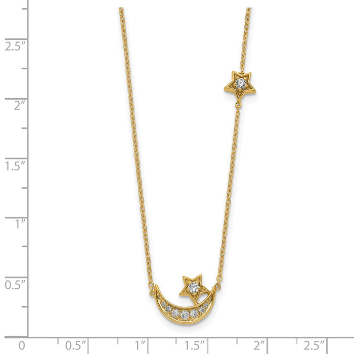Shop Stylish 14K Gold Moon & Star Diamond Necklace - 18 Inches, Luxury Value!-3