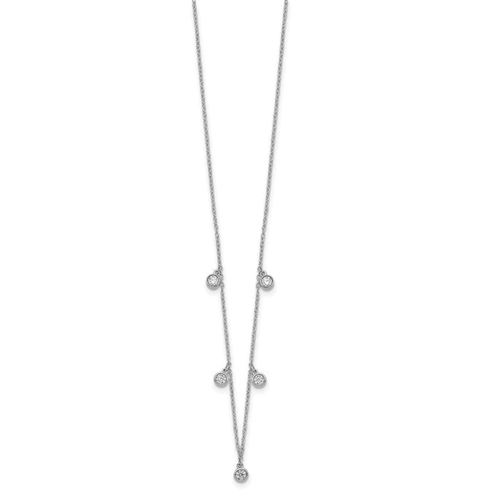 Buy 14K White Gold 18-Inch Necklace with 5 Diamond Stations - Stylish Value!-2