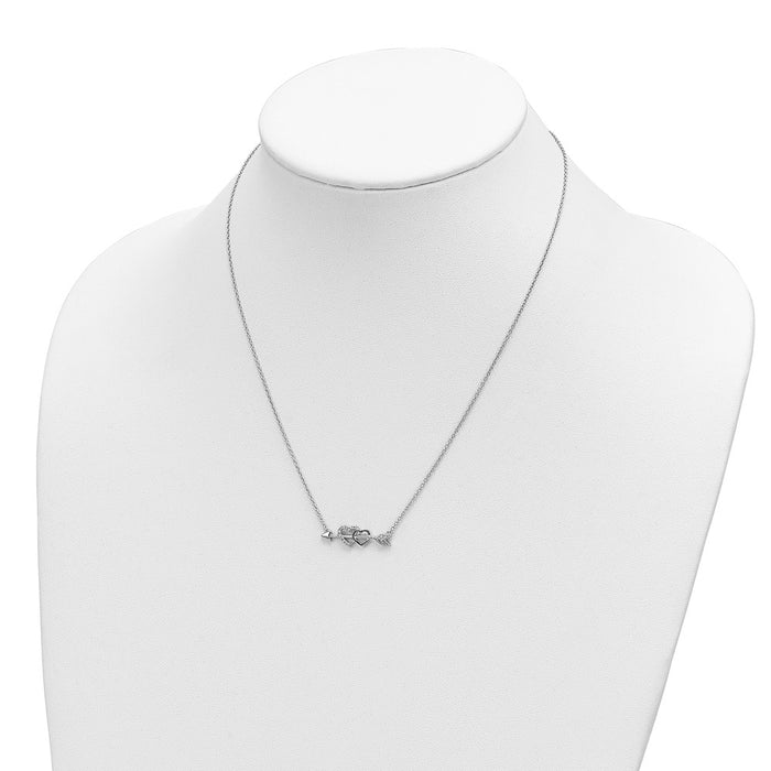 Exclusive 14K Two-Tone Diamond Heart Arrow Necklace - 18 Inches, Stylish Value-3