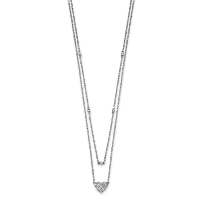 Shop Stylish 14K White Gold Double Strand Heart Necklace - 18 Inch Value-2