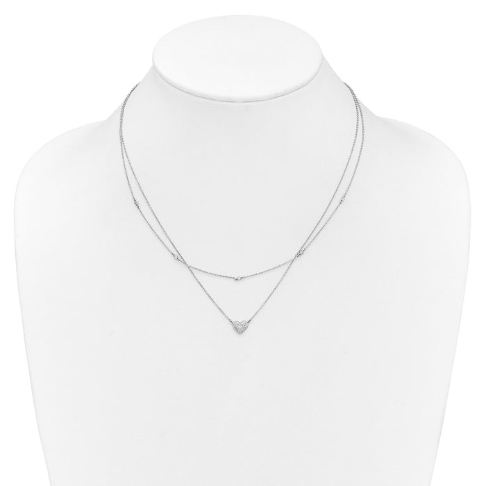Shop Stylish 14K White Gold Double Strand Heart Necklace - 18 Inch Value-3