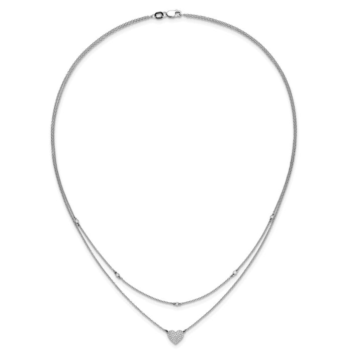 Shop Stylish 14K White Gold Double Strand Heart Necklace - 18 Inch Value-4