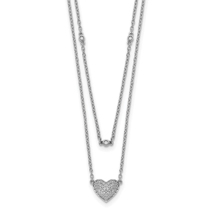 Shop Stylish 14K White Gold Double Strand Heart Necklace - 18 Inch Value-1