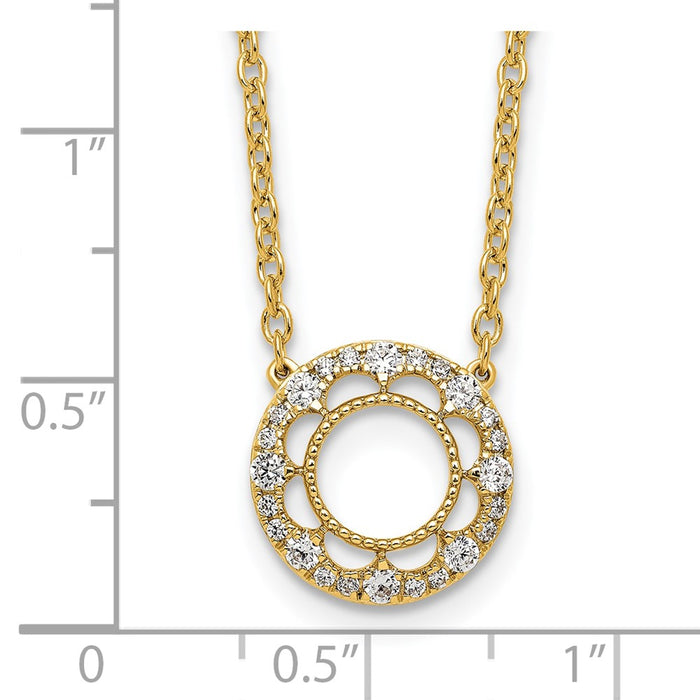 Shop 14K Gold Fancy Circle Diamond Necklace - 18 Inches | Stylish Luxury Jewelry-3