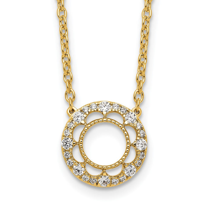 Shop 14K Gold Fancy Circle Diamond Necklace - 18 Inches | Stylish Luxury Jewelry-1