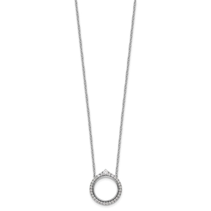 Buy 14K White Gold Elegant Circle Diamond Necklace - 18" Stylish Luxury Jewelry-2