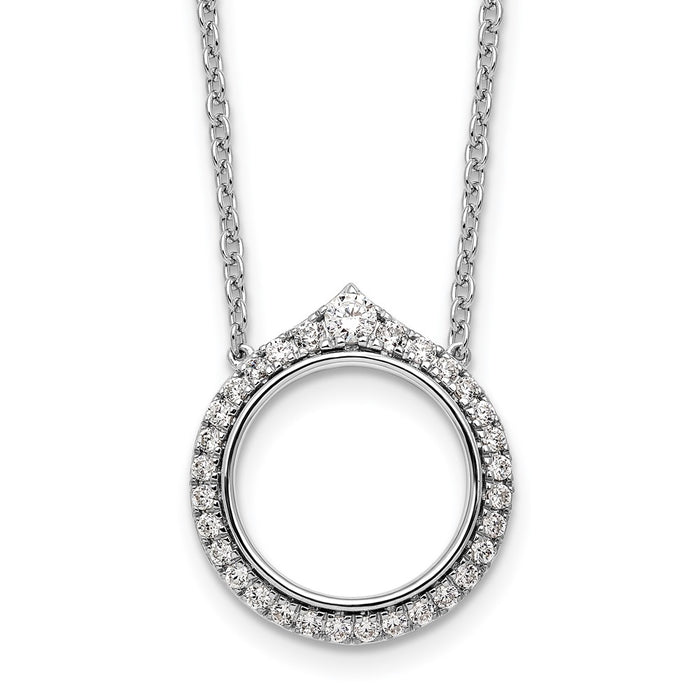 Buy 14K White Gold Elegant Circle Diamond Necklace - 18" Stylish Luxury Jewelry-1