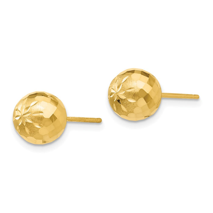 Buy Stylish 14K Gold 8mm Diamond-Cut Mirror Ball Stud Earrings at Value Prices-2