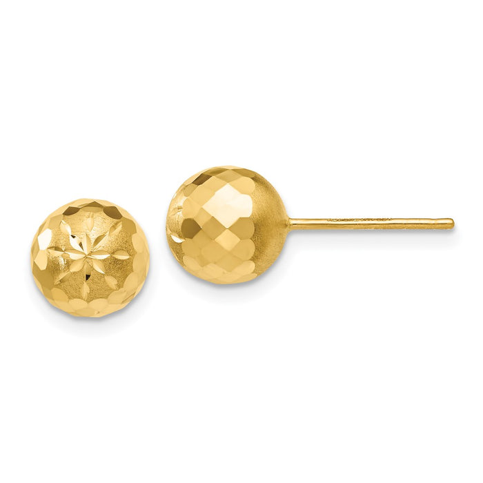 Buy Stylish 14K Gold 8mm Diamond-Cut Mirror Ball Stud Earrings at Value Prices-1