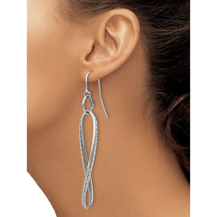 High-quality 14K White Gold Twisted Dangle Earrings - Stylish & Affordable-4