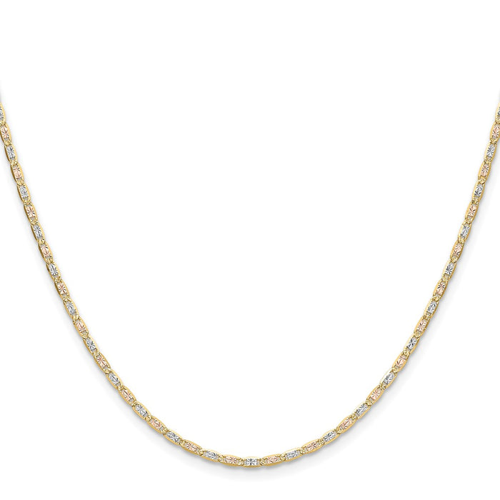 Buy Exclusive 14K Tri-Color Gold 2.0mm Pav Valentino Chain - Stylish Luxury!-2