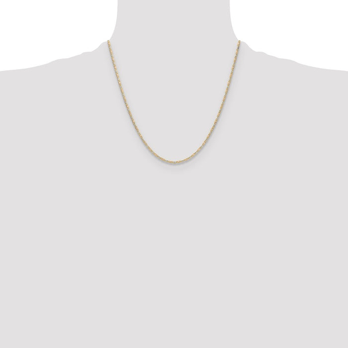 High-Quality 14K Tri-Color Gold 2.0mm Pav Valentino Chain - Stylish Value!-4