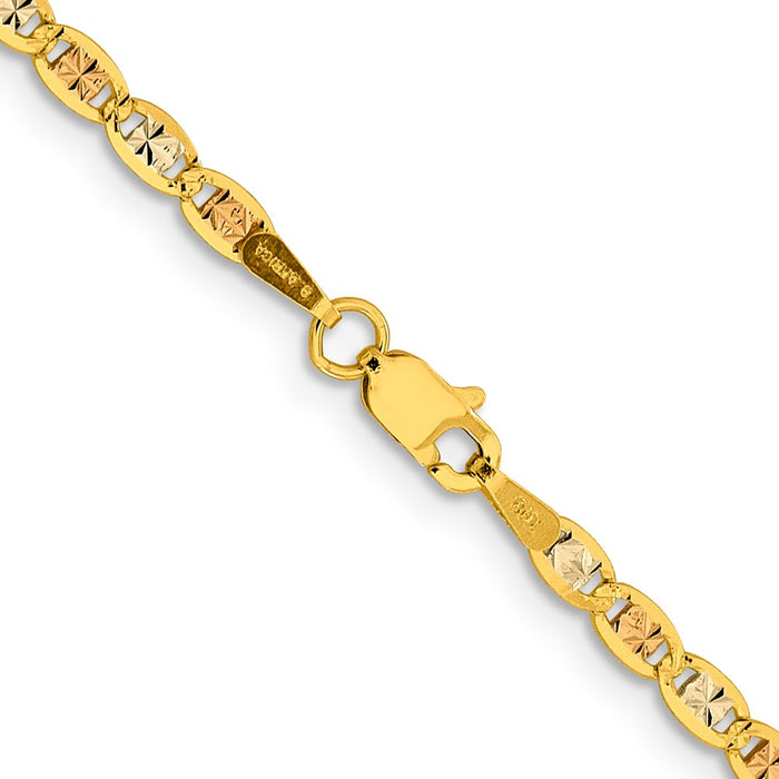 Shop 14K Tri-Color Valentino Chain - 22 Inch, 2.75mm, Stylish Lobster Clasp-3