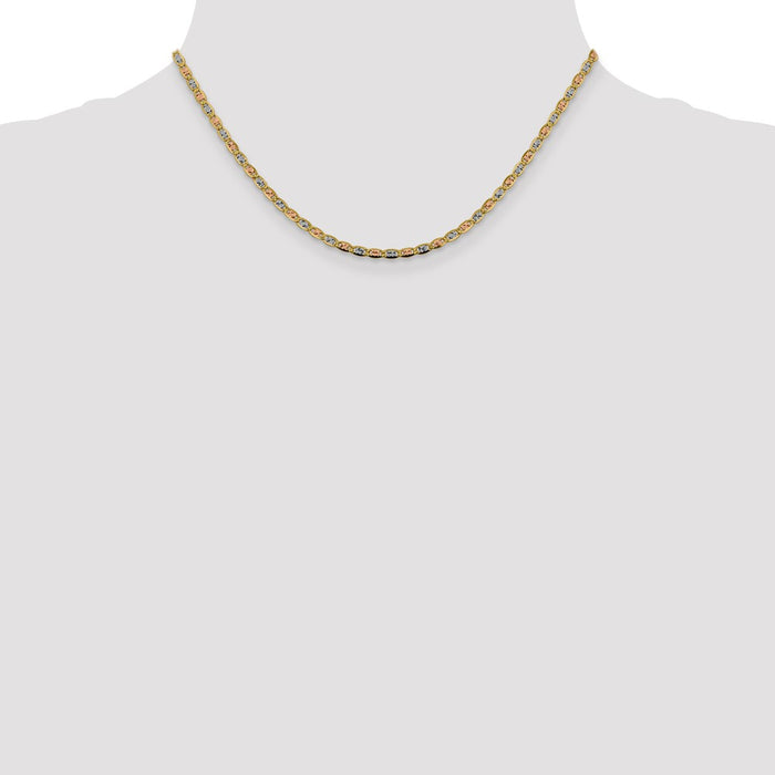 Buy Stylish 14K Tri-Color Pav Valentino Chain - 16 Inch, 2.75mm, Luxury Look-4