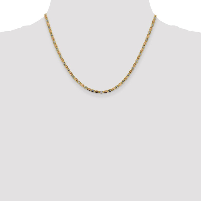 High-Quality 14K Tri-Color Pav Valentino Chain 18" - Stylish 2.75mm Value!-4