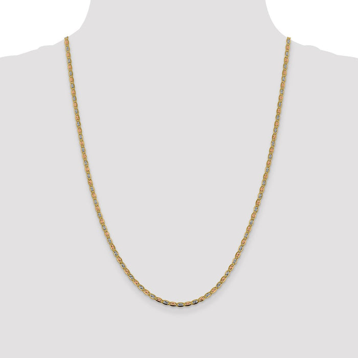 Buy Stylish 14K Tri-Color Valentino Chain - 24 Inch, 2.75mm Lobster Clasp-4