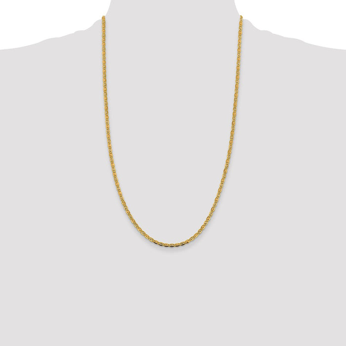 Buy 14K Tri-Color Valentino Chain - 26 Inch, 2.75mm, Stylish Lobster Clasp-4