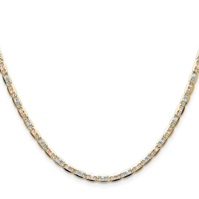 Buy 14K Tri-Color Gold 3.2mm Pav Valentino Chain - Stylish & Luxury Accessory-2