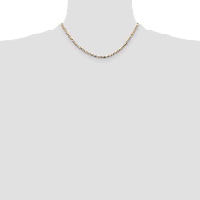 Buy Stylish 14k Tri-Color Gold 3.2mm Pav Valentino Chain - Luxury Value-4