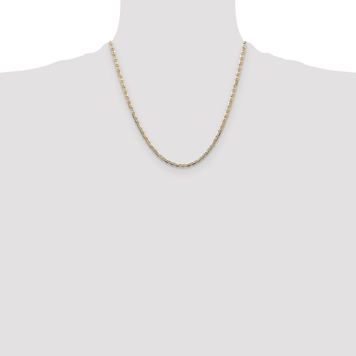 Shop Stylish 14K Tri-Color Gold 3.2mm Pav Valentino Chain - Luxury Value!-4