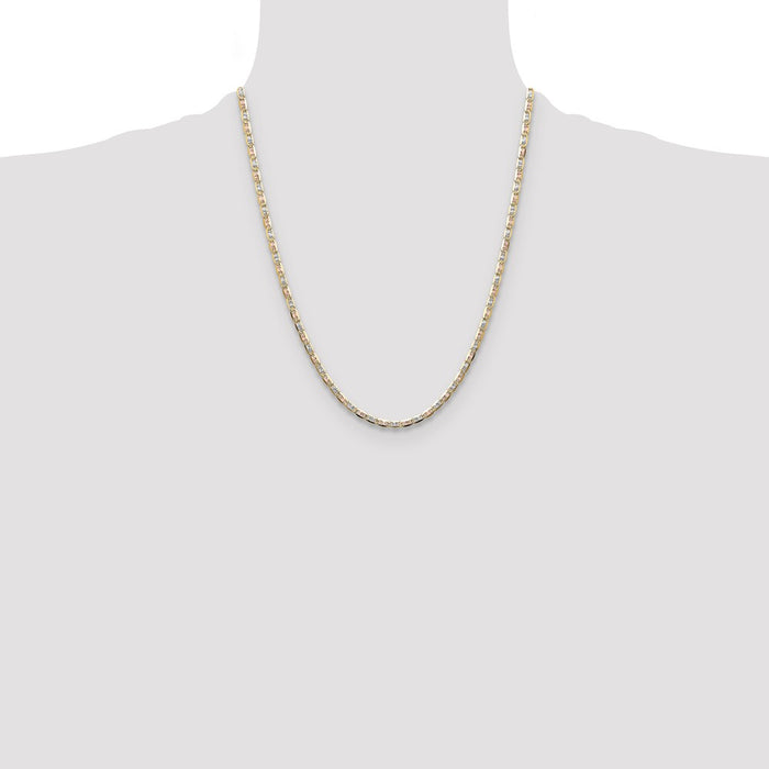 Buy 14K Tri-Color Gold 3.2mm Pav Valentino Chain - Stylish & Luxury Accessory-4