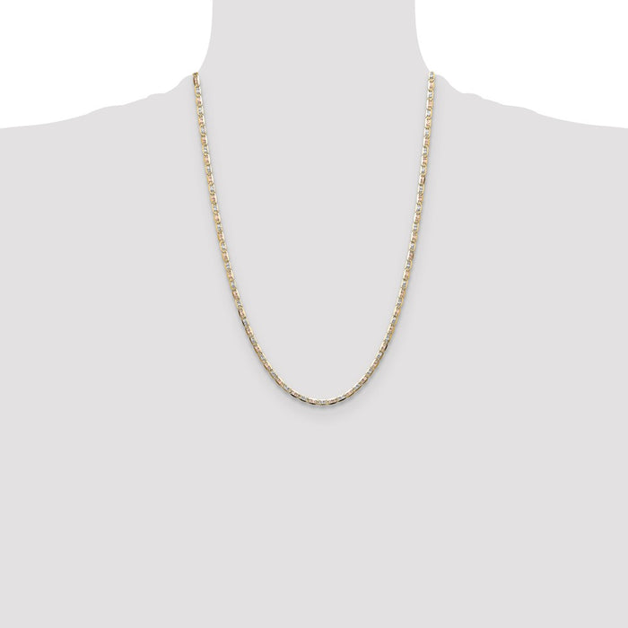 Exclusive 14K Tri-Color Gold 3.2mm Pav Valentino Chain - Stylish Value!-4