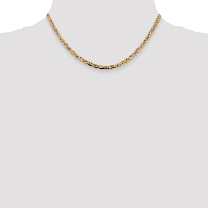 Exclusive 14K Tri-Color Pav Valentino Chain - 16", 3.8mm, Stylish Lobster Clasp-4